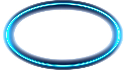 Bright neon blue oval frame glowing on a clean white background, perfect for modern design.