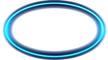 Bright neon blue oval frame glowing on a clean white background, perfect for modern design.