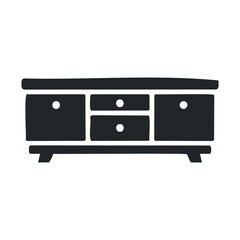 Obraz premium Black wooden sideboard with drawers and cabinets minimalist design