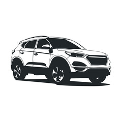 Fototapeta premium Stylish suv: sleek black and white car illustration in profile view