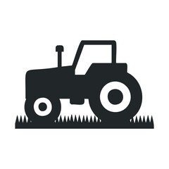 Fototapeta premium Silhouette of a tractor in field with grass icon design