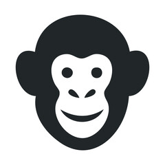 Fototapeta premium Simple monkey face icon with bold black lines