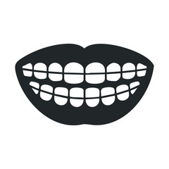 Monochrome smiling mouth illustration with teeth pattern