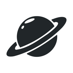Simple black icon of a ringed planet with orbiting rings