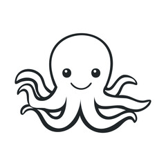 Fototapeta premium Cute smiling octopus illustration with eight tentacles on white background