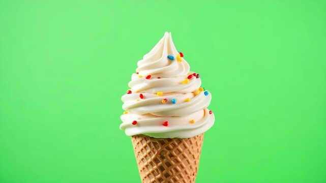 Animated Cone Ice Cream Rotating on Green Screen - 4K Seamless Loop