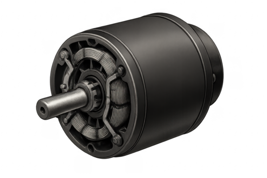 Electric motor rotating with transparent background