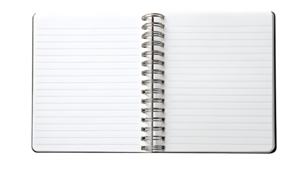 Open spiral notebook with blank lined pages ready for ideas and notes.