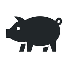 Silhouette icon of a pig in profile view with curled tail