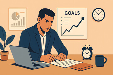 Businessman Setting Goals and Planning Strategy