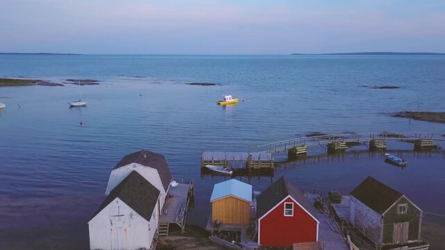 Picturesque fishing village in nova scotia, canada with colorful houses on the water