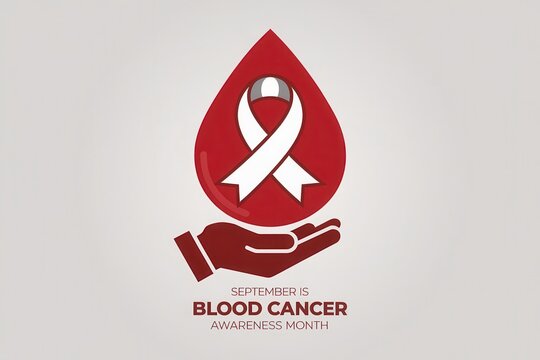 Blood cancer awareness month is in september with hand and ribbon