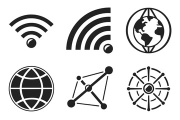 Internet and network icons isolated on white background, vector illustration