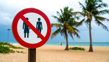 Beach no women sign