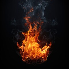 An intense and captivating abstract representation of flames and smoke against a dark background.