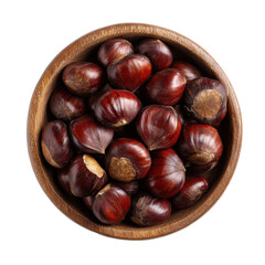 Obraz premium A bowl of chestnuts sits, isolated on transparent background