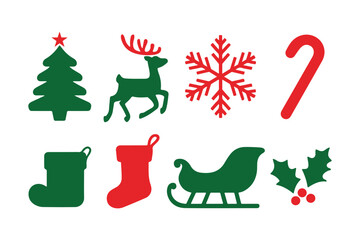 Christmas icons collection festive holiday symbols