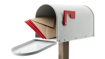 mailbox with letters isolated on a white