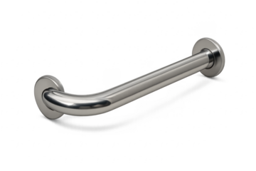 Metal grab bar providing support and accessibility in bathroom with transparent background