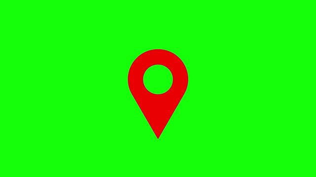 location pin appearing. Animation of red map location. on green screen background. video 4k.
