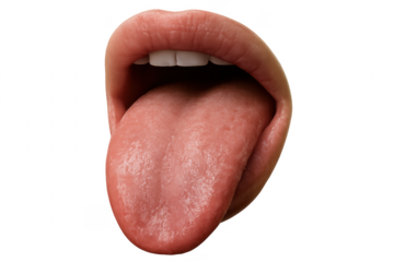 Mouth showing tongue on a transparent background