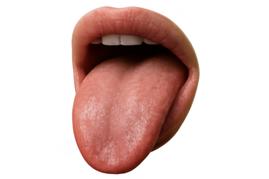 Mouth showing tongue on a transparent background