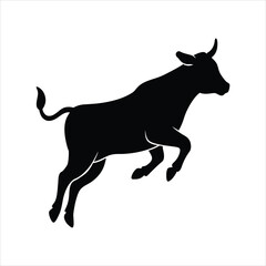 Farm Animal Cow Jumping Silhouette Vector Design