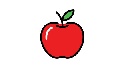 Fresh red apple with green leaf and glossy surface highlighting natural freshness