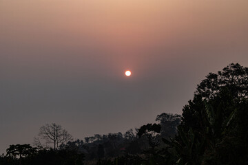 Skyline of Sajek hidden behind thick clouds.