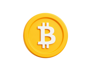 3d Gold coin or bitcoin currency money icon. BTC Bitcoin digital gold coin icon. 