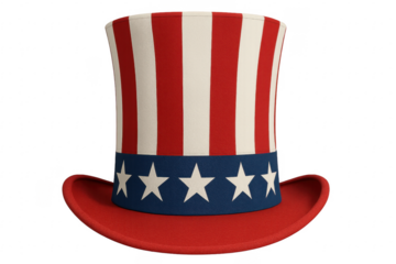 Uncle Sam Hat Celebrating United States Independence Day on Transparent Background