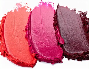 Three Lipstick Swatches Red, Pink, Burgundy (AI Generated)
