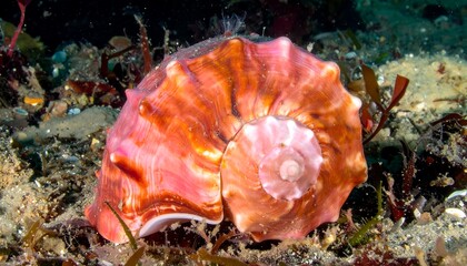 Pink seashell underwater