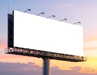Obraz premium Blank Billboard at Sunset (AI Generated)