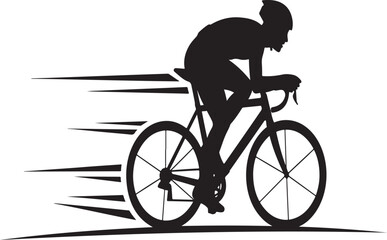 Obraz premium Silhouette of a cyclist in motion with speed lines on a white background cycling bicycle