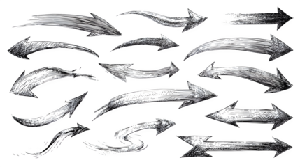 Diverse hand-drawn arrows in various dynamic styles, pointing in different directions.