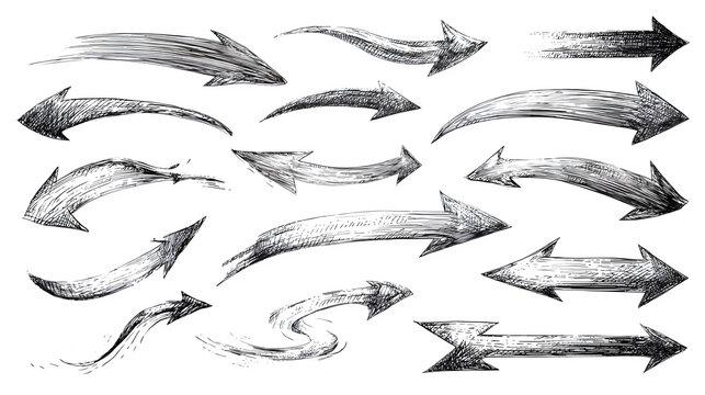 Hand-drawn arrows in various styles pointing in different directions