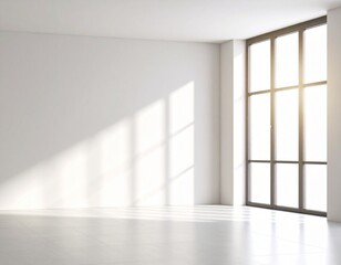 Obraz premium Sunlit Empty Room, Modern Interior Design (AI Generated)