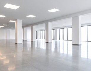 Fototapeta premium Modern Empty Office Space with Large Windows (AI Generated)
