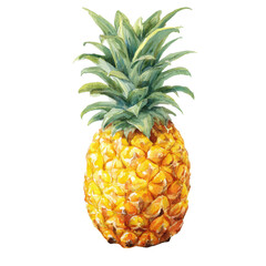 Fototapeta premium Watercolor painting of three vibrant pineapples, isolated on transparent background