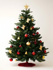 Photo of a cozy family gathering, decorating a Christmas tree with ornaments and wrapped gifts beneath