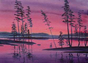 bright purple sunset