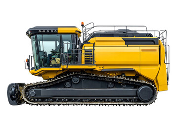 Obraz premium Modern yellow heavy tractor for agriculture viewed from the side on transparent background