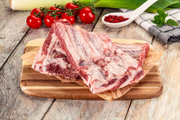 Raw pork ribs for cooking
