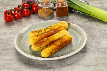 Crispy breaded mozarella cheese sticks
