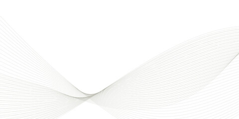 Minimalist abstract wave design consisting of smooth, flowing black and gray lines on a white background.