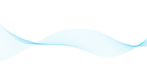 Minimalist abstract wave design consisting of smooth, flowing blue lines on a transparent background.