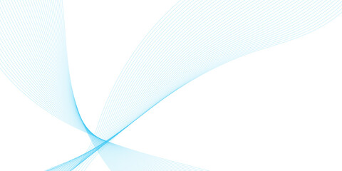 Minimalist abstract wave design consisting of smooth, flowing blue lines on a transparent background.