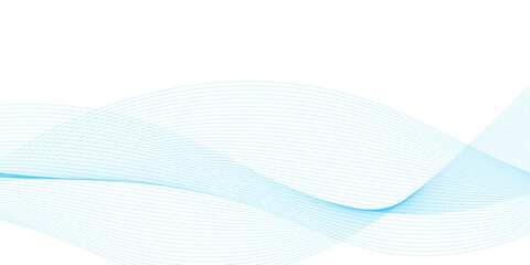 Obraz premium Minimalist abstract wave design consisting of smooth, flowing blue lines on a transparent background.