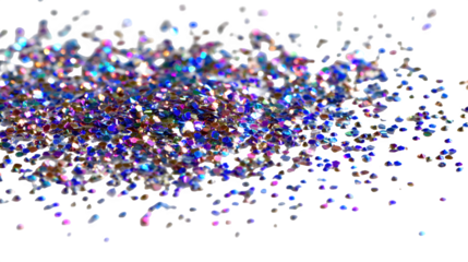 A vibrant cascade of shimmering glitter sparkles on a clean white background, evoking celebration and magic.